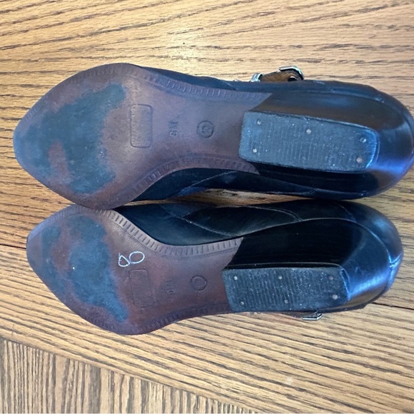 Ipanema Vintage Black Leather Low Heel Loafers with Buckle 1 1/2” Heel Size 8 - Picture 12 of 14